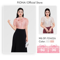 Áo sơ mi nữ FIONA dáng suông áo sơ mi kiểu cổ tàu kẹp bèo thân trước vải tơ óng trẻ trung F514024