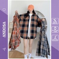 Áo sơ mi nữ form rộng kẻ caro tay dài đẹp hàng nhập Quảng Châu ANDOSA SM02