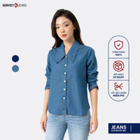 Áo Sơ Mi Nữ Genviet vải Jeans Trẻ Trung form Suông TA124J8542