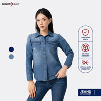 Áo Sơ Mi Nữ Genviet vải Jeans Trẻ trung form Suông Vừa TA123J8429