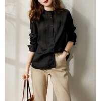 Áo sơ mi nữ hàn quốc, cổ trụ, chất vải đũi cực mềm, mát, form chuẩn, thích hợp đi chơi, đi làm