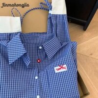 Áo Sơ Mi Nữ JINMAHONGJIA Phong Cách Hàn Quốc Rời Cổ Áo Sơ Mi Nhiều Buckle Hàng Đầu