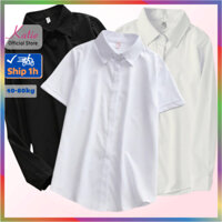 Áo Sơ Mi Nữ KATIE Chất Liệu Cotton Mát Mẻ Không Nhăn Áo So Mi Trắng Tay Dài Áo Sơ Mi Nữ Tay Ngắn