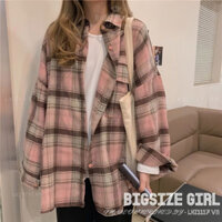 Áo Sơ Mi Nữ Kẻ Caro Bigsize Áo Kiểu Nữ Tay Dài Form Rộng Có Cổ Vintage Mùa Thu Phong Cách Thời Trang Hàn Quốc Đẹp