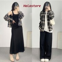 Áo Sơ Mi Nữ Kẻ Caro Dài Tay Cúc Cài Form Rộng BigSize, Áo Sơ Mi Nữ Dài Tay Nữ 405T