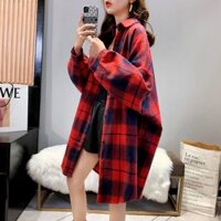 Áo sơ mi nữ kẻ caro dáng dài thời trang nữ thanh lịch