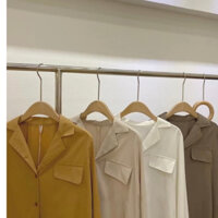 Áo sơ mi nữ kiểu đẹp dài tay, form rộng, cổ vest, chất liệu mềm mịn, mát, Sơ mi nữ form rộng chùm mông, Hồng Ngọc