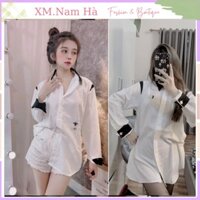 Áo Sơ Mi Nữ Kiểu Đuôi Tôm, Sơ Mi Nữ Form Rộng Màu Xanh Lá và đen - Hàng mới về