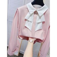 Áo Sơ Mi Nữ Lụa - Áo Sơ Mi Công Sở Có Thắt Nơ Tay Bồng Sang Chảnh
