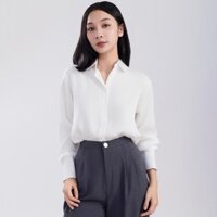Áo sơ mi nữ lụa cổ sen phong cách Hàn Quốc thời trang công sở thanh lịch KHÀN BLAZER