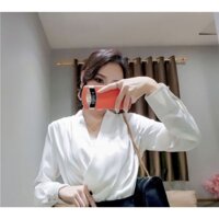 Áo sơ mi nữ lụa cổ V đắp chéo nhiều màu mã A12c