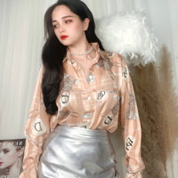 Áo Sơ Mi Nữ lụa tơ hình thỏ trắng form dài giấu quần size to đến 70kg