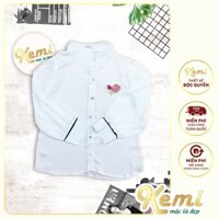 Áo sơ mi nữ lụa trắng tay dài cổ ren công sở kèm hoa cài Kemi