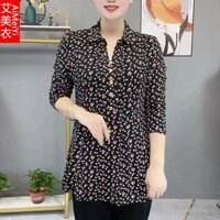 Áo sơ mi nữ một inch trung niên và người già, quần áo mẹ, áo sơ mi đáy xuân thu, wome trung niên