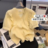 Áo sơ mi  nữ mùa hè 2024 áo kiểu tay ngắn  hàng Quảng Châu cao cấp