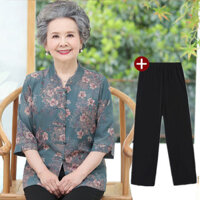 Áo sơ mi nữ mùa hè cho người trung niên và cao tuổi Áo sơ mi nữ cổ điển cho người già quần áo Bà Ngoại mặc mùa hè Bộ đồ mùa xuân