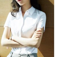 Áo sơ mi nữ ngắn tay trơn xẻ tay cách điệu phong cách thanh lịch Thời trang Mix-up Shop - Trắng,XXL