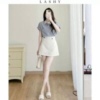 Áo sơ mi nữ sọc kẻ caro cọc tay Áo kiểu nữ chất liệu cotton