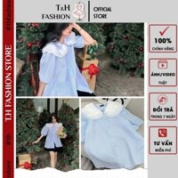 Áo Sơ Mi Nữ Tay Bồng Cổ Bèo Vải Xốp Tay Bo Phối Màu - Áo Somi Cổ Sen Viền Bèo F047 - THFASHION