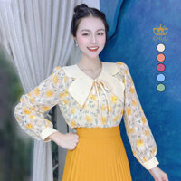 Áo sơ mi nữ tay dài kiểu cổ butterfly hoàng hậu freesize CHUU A1736