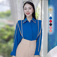 Áo sơ mi nữ tay dài kiểu viền màu chiến binh CHUU A1718