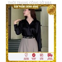 Áo sơ mi nữ tay dài lụa bóng Hàn Quốc không nhăn