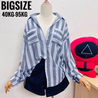 ÁO SƠ MI NỮ TAY DÀI vải thô mềm có BIGSIZE công sở nữ - mặc mát - ít nhăn - sọc xám