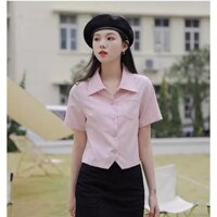 Áo Sơ Mi Nữ Tay Ngắn Kiểu Cách Điệu Croptop