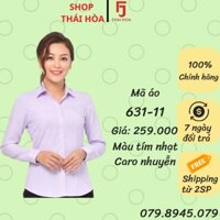 Áo sơ mi nữ Thái Hòa  caro tím nhuyễn 631-11-01