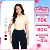 Áo sơ mi nữ Thái Hòa chất liệu cotton trơn công sở form ngắn tay ASW0301-R01
