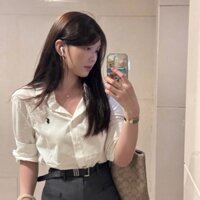 Áo sơ mi nữ thêu ngựa dài tay form công sở mặc đi học đi chơi đi làm - Áo sơ mi công sở thêu ngựa chất tằm lụa chống nhă