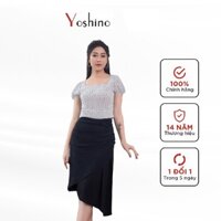 Áo Sơ Mi Nữ Thiết Kế YOSHINO Dáng Croptop Cùng Họa Tiết Đen Chấm Bi, Cổ Vuông Hiện Đại 1105259016