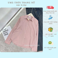 Áo sơ mi nữ thô, dáng rộng đuôi bầu phong cách Ulzzang hàn quốc  A08UME 4 màu Trắng, Xanh mint, Xanh nõn chuối, Hồng