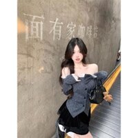 Áo sơ mi nữ thuần khiết có nơ, áo chấm bi đại học, áo hai mảnh giả cao cấp đầu xuân 64XD