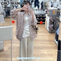 Áo Sơ Mi Nữ Thường Ngày Kẻ Sọc Màu Hồng Ruy Băng Áo Sơ Mi Ve Áo Tay Dài