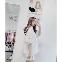 Áo Sơ Mi Nữ Thủy Thủ , Áo Sơmi Trắng Nữ Cổ Phối Màu F012