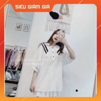 Áo Sơ Mi Nữ Thủy Thủ 🦋 Áo Sơmi Trắng Nữ Cổ Phối Màu 🦋