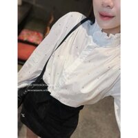 ÁO SƠ MI NỮ TRẮNG ĐÍNH ĐÁ CỔ BÈO ATN937