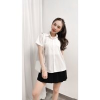 áo sơ mi nữ trắng form rộng công sở kiểu tay ngắn đẹp lalytastore SM07