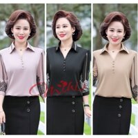 Áo Sơ Mi Nữ Trung Niên A43 - Áo kiểu trung tuổi U40 U50 cho mẹ thời trang mùa hè Đẹp sang trọng cao cấp Bigsize giá rẻ