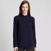 Áo sơ mi nữ Uniqlo vải lanh 2020 màu xanh đen - 418394
