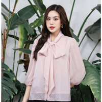 Áo Sơ Mi Nữ Vải Voan Cao Cấp Cổ Buộc Nơ LAMER L61H22Q066