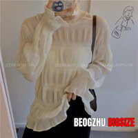 Áo Sơ Mi Nữ Voan BEOGZHU Bigsize Áo Kiêu Nữ Tiểu Thư Tay Dài Form Rộng Cổ Lọ Vintage Mùa Thu Phong Cách Thời Trang Hàn Quốc Đẹp