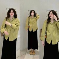 Áo sơ mi nữ xanh cốm hàng chuẩn
