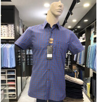 Áo sơ mi owen ngắn tay màu kẻ caro đỏ nâu xanh body fit vạt ngang vải sợi tre AB230052NT