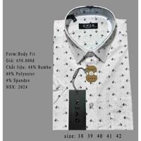 Áo sơ mi owen ngắn tay màu trắng họa tiết