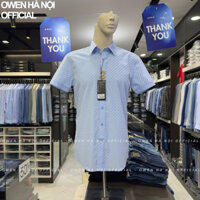 Áo sơ mi owen ngắn tay màu caro xanh nhạt regular fit vải sợi tre AR230082N