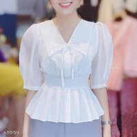 Áo Sơ Mi Peplum Công Sở Lưng Thun Che Bụng CHUU A5559 , '