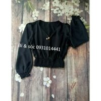 Áo sơ mi phi lụa cổ V bo gấu (ảnh và video thật)