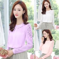 ÁO SƠ MI PHỐI REN ĐÍNH HOA CHO NỮ